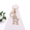 Miniatyrbillede 1 af 5: Luksus krone bogstav metal nøglering strass initial nøglering H H