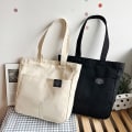 Miniatyrbillede 4 af 5: Kvinde Canvas Tote Taske Dame Casual Håndtaske Skuldertaske Hvid