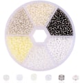Pikkukuva 1 / 7: Sekaväriset lasihelmet - Mini Rocailles -helmisarja DIY-askarteluun White