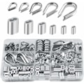 Miniatyrbilde 1 av 5: 250 stk. 6 Størrelser Aluminium Wire Tau Kauser Sortiment - Doble Hylser & 5 Størrelse Kauser for Wire Tau