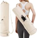 Yogamattväska med vattenflaskficka och våtficka, beige, 78x19cm