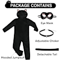 Miniatyrbillede 6 af 7: Sort Kattekostume til Børn, 3-delt Jumpsuit med Hætte, Fastelavnskostume, Drenge, Piger, Rollespil til Halloween, Karneval, Fest 3-10 År 7-8 Jahre