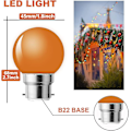 Miniatyrbillede 2 af 4: 20 stk. B22 bajonet farvede LED-pærer 1w G45 pærer LED farvede golfbold pære natlys pære (orange rød grøn blå gul)