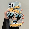 Miniatyrbild 1 av 5: IC iPhone 14 Pro Sött Kawaii Tecknat Fodral Coola Solglasögon Form Stativ Fingergrepp Hållare Design för Kvinnor (Blå)