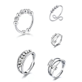 Miniatyrbillede 1 af 7: 5 stk Justerbar Åbnings-Fidget Ring med Perle