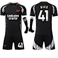 Miniatyrbillede 1 af 2: 2024-2025 Arsenal udebanetrøje til børn og voksne, sort fodboldtrøje med sokker nr. 41 RICE No.41 RICE 16