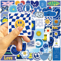 Miniatyrbild 2 av 5: IC 59 st/set Blå Smiley Stickers Tecknade Graffiti Stickers DIY Lug