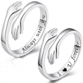 Miniatyrbild 1 av 5: S925 Sterling Silver Hug Ring för kvinnor tonårsflickor justerbar Ri