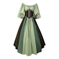 Miniatyrbillede 1 af 5: middelalderlig tøj Kvinders kortærmede gotiske kjoler Lysegrøn Light green 3XL