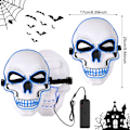 Pikkukuva 2 / 7: Halloween LED-naamio, LED-luurankonaamio, LED-puhdistusnaamiot, kauhunaamio, halloween-naamio, karnevaaliin, halloweeniin, cosplayhin ja juhliin Blue