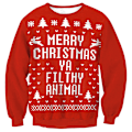 Miniatyrbilde 4 av 9: Julegenser for kvinner, langermet genser, juledesign Rund hals Juletrær Round Neck Christmas Tree M