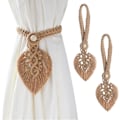 Miniatyrbilde 1 av 5: Sett med 2 Boho Gardinholdere, Blad Bomulls Makrame Gardin Klips