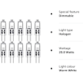 Miniatyrbillede 6 af 6: G4 Halogenpærer 20W 12V - Varmt hvid - 10-pak 20W 20W 10pcs