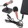 Miniatyrbild 5 av 5: Bärbar 3,5 mm Stereo Studio Mic KTV Karaoke Mini Mikrofon Rose red