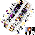 Miniatyrbild 3 av 5: IC Halloween Nagelpaljetter, Pumpa Fladdermus Nagelkonst Paljetter Glitter stil 2
