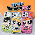 Miniatyrbild 2 av 5: IC iPhone 14 Pro Sött Kawaii Tecknat Fodral Coola Solglasögon Form Stativ Fingergrepp Hållare Design för Kvinnor (Blå)