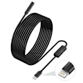 Miniatyrbilde 1 av 5: Endoskop for iPhone, ILIHOME inspeksjonskamera med 5,5 mm objektiv for, 2 meter halvrigid kabel boreskop IP68 vanntett 2m