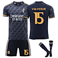 Miniatyrbillede 1 af 2: 23-24 Real Madrid udebanetrøje nr. 15 Valverde børn og voksen fodboldtrøje træningsuniform sæt No.15 Valverde No.15 Valverde L