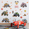 Miniatyrbild 6 av 7: Väggdekaler sovrum, bilar pojke väggdekaler, racerbilar väggdekaler, väggdekal/väggdekaler, väggdekor för barnrum pojkar sovrum lekrum Vehicle-b