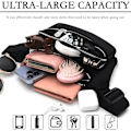 Miniatyrbilde 3 av 4: Midjeveske, Vanntett 4 Lommer med Glidelåser Fanny Pack Løpe Midjeveske Justerbart Belte Midjeveske for Utesport Fotturer Reise (Svart)