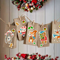 Miniatyrbillede 5 af 7: Tom Advent-kalender til at fylde, 24 Kraft-papirposer med klistermærke til julepynt 1