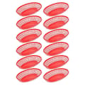 12-pack plastkorgar för pommes frites, båtformade serveringsbrickor för snacks, frukt, desserter, hem, restaurang, röd, 24 cm