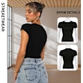 Pikkukuva 5 / 7: Perus slim fit t-paita naisille, Skims Y2K top kopio, crop topit naisille, Magfri top naisille, perus crop topit rento urheilullinen top teini-ikäisille streetwear, Y2K paita svart M