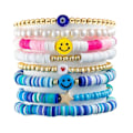 Miniatyrbillede 1 af 5: IC 1 Sæt Boheme Polymer Ler Armbånd Elastisk Farverigt Armbånd A10