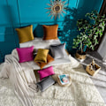 Miniatyrbild 3 av 5: IC Dekorativa Sammet Pom Poms Kuddfodral Set med 2, Mjukt enfärgat överdrag för soffa Sovrum, 45x45 cm, Grå