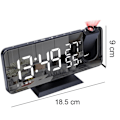 Miniatyrbild 5 av 5: IC Projektionsväckarklocka för tak i sovrummet Digital väckarklocka Radio med USB-laddningsportar, LED-skärm väckarklocka, 4 dimmer-svart