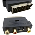 Pikkukuva 1 / 4: RGB Scart 21-nastainen uros - 3 RCA AV naarasmuunnin + videoadapteri (musta)