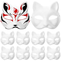 Miniatyrbillede 6 af 6: 6/10/12 stk. Maske Kattemaske Blanke Masker Hvidt Dyr 6