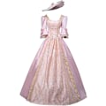Miniatyrbillede 4 af 5: Kvinders kjole Plus Size middelalderlige bal kjoler kostumer til kvinder victoriansk kjole scene spil D-Pink D-Pink M