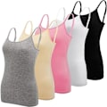 Miniatyrbillede 1 af 4: IC 5 stk Basic Camisole Justerbar Camisole Spaghetti Strap Undertrøje til kvinder og piger (stor)