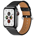 Miniatyrbilde 1 av 5: Ekte Lær Armbånd til Apple Watch 41/40/38 mm - Svart Svart Svart