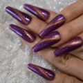 Pikkukuva 1 / 5: Hurmaavat violetit tekonkynnet Galaxy Shimmer Glitter GEL -kynnet käsin maalatut kynsien taidekärjet pitkät ballerina paina kynnet sormenkynnet 20