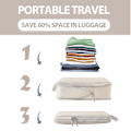 Miniatyrbilde 4 av 5: Koffert Organizer Kompresjonspakkeposer - 6-delt pakkekuber Kompresjonskoffert Organizer, Set Organizer beige