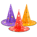 Miniatyrbild 3 av 10: Halloween-hatt lysande häxhatt festdekoration spindelnät trollkarlhatt pumpa varmstämpling svart häxhatt MJ51 Black Bottom 10 One Size