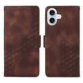 Kompatibelt med iPhone 17 Läderfodral Plånbok Rombskt Präglat Telefonfodral Ställ med Rem Brown