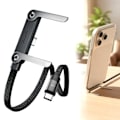 Miniatyrbilde 2 av 5: 2-i-1 Usynlig Stativ Ladekabel, Multiladekabel med Type C Multi-Vinkel Justerbart Stativ, 240W Hurtiglading C til C