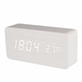 Miniatyrbillede 1 af 5: IC Digital LED Vækkeur i Trædesign - Hvid Hvid