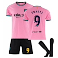 Miniatyrbillede 1 af 9: 20-21 Barcelona trøje hjemme og ude sort, guld og pink Messi fodbolduniform sæt Barcelona pink No. 9 black socks 16#