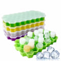 Miniatyrbillede 1 af 3: Fødevaregodkendt honeycomb 37 rums isterningebakke silikone med låg isfremstillingsform hjemmekøleskab hjemmelavet isterning honeycomb isboks pink(2PCS)