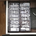 Miniatyrbillede 4 af 4: Kabelopbevaringsboks Transparent Plast Datakabel Opbevaringsbeholder Til Skrivebord Papirvarer Multifunktionelt Headset Data Opladning Li G green