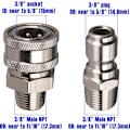 Miniatyrbild 3 av 5: Snabbkopplingsadapterkit för högtryckstvätt, 9,5 mm hangänga, 5000 PSI 1 3/8'' Snabbkopplingskit - Hane