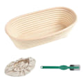 Miniatyrbillede 1 af 3: Oval Rattan Brød Hævekurv Gæringskurv Med Klæde Dække Skraber