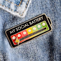 Miniatyrbillede 4 af 5: Socialt batteri-nål - Min socialt batteri kreative reversnål Sort