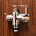 Miniatyrbilde 5 av 5: Diverterventil, hann G1/2; Messingkran T-adapter Krom Bad Dusj Kran Tilbehør Vann Diverter 3 Veis Fyllventil Hann Tw