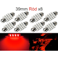 Miniatyrbild 1 av 3: Flush-monterad lampa 39mm röd 8-pack Led 2835SMD C5W SV8.5-WELLNGS red