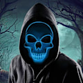 Pikkukuva 1 / 7: Halloween LED-naamio, LED-luurankonaamio, LED-puhdistusnaamiot, kauhunaamio, halloween-naamio, karnevaaliin, halloweeniin, cosplayhin ja juhliin Blue